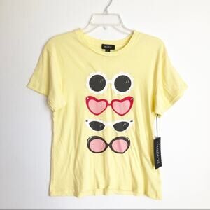 Wildfox Yellow Sunnies Keke Sunglasses Graphic Tee NWT Small